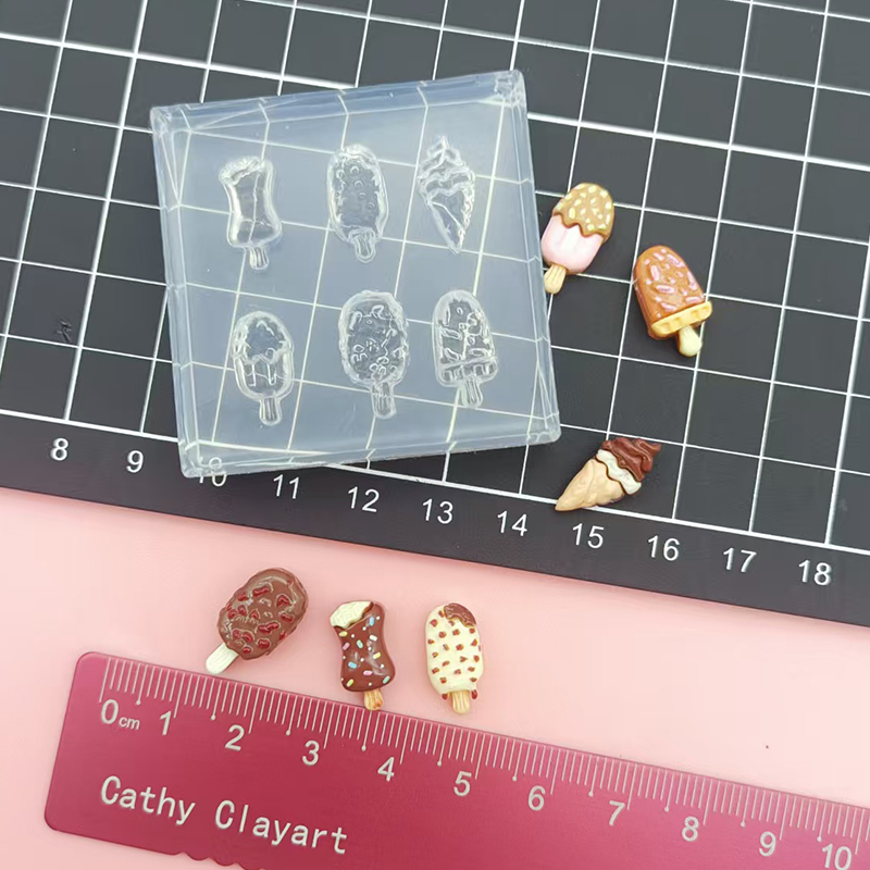 Art Craft Ice Cream - ポリマーセラミック粘土ミニチョコレートアイスクリームシリコンモールドドールハウスフードトイ粘土DIYモールド