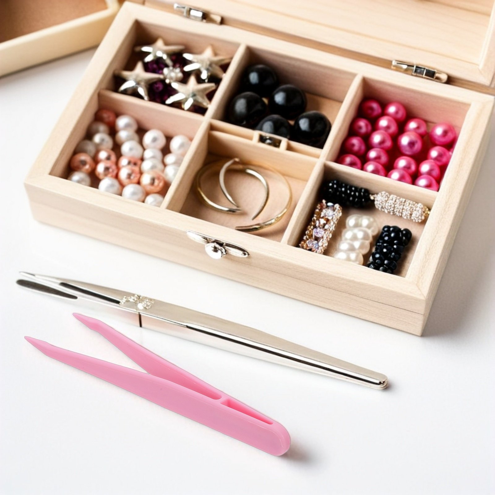 Art Craft Preschool - 20個入り 幼稚園用プラスチックピンセット - ジュエリー製作、アートクラフト、感覚遊び、DIYプロジェクトに最適な多目的ビーズピンセット