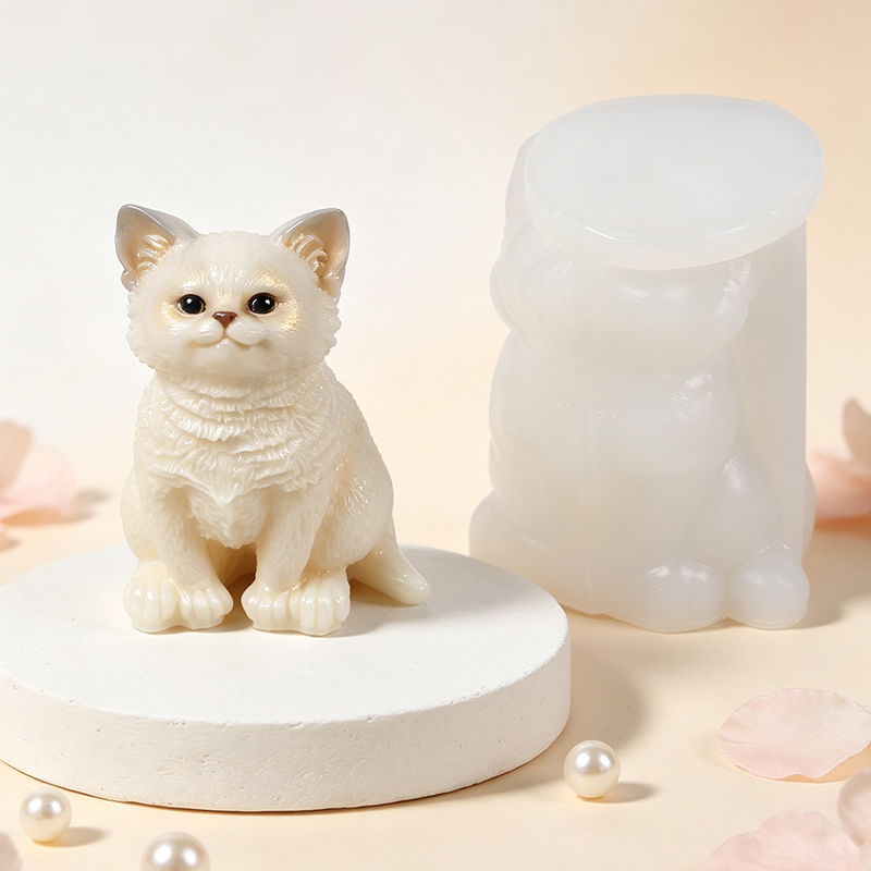 Art Craft Show - 3D猫型シリコンモールド DIYキャンドルソープワックスアート 石膏工芸装飾品 アイスキューブ チョコレートムースモールド ホームデコレーションギフト
