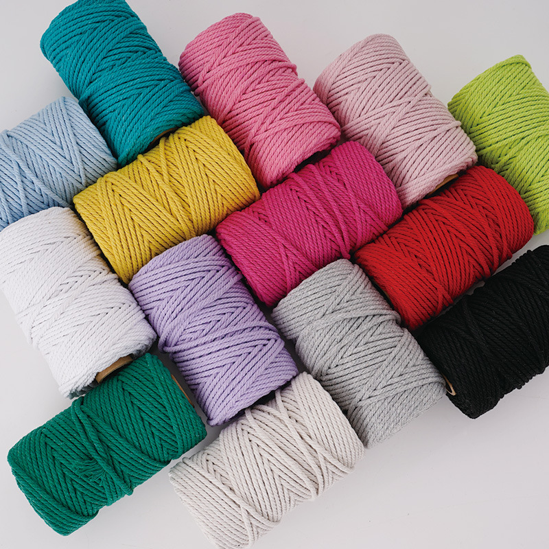 Macrame Cord Cotton - 3mm天然でカラフルなコアスパンコットンロープ 50ヤード マクラメ ジュエリー製作 クラフト DIY