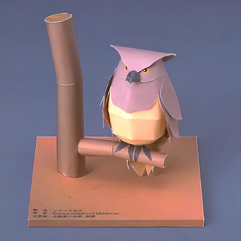 Art Craft With Cardboard - ブラキストンの魚フクロウ折り紙アートミニ3D紙モデル、ペーパークラフト動物フィギュア、DIY子供と大人の手作りクラフトおもちゃ、QD-260