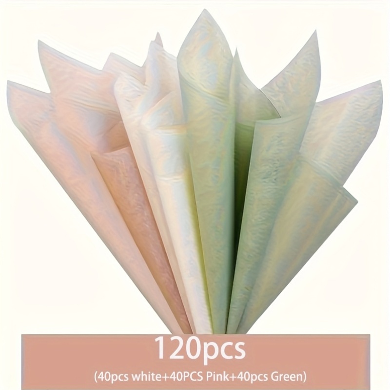Art Craft Items - 120枚入り - 取り外し可能な花包装裏地紙、花包装紙、フラワーアレンジメント包装紙、さまざまな柔らかい色（ピンク、白、緑）クラフト、DIYプロジェクト、ギフトラッピング、フラワーアレンジメントアクセサリー、エレガントな包装に最適