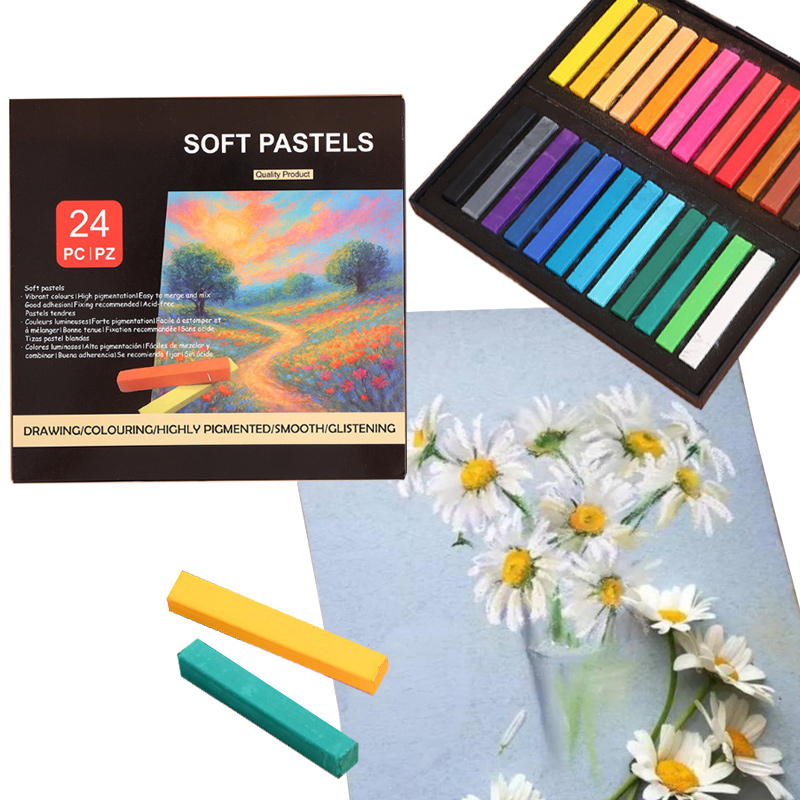Chalk Pastel Set - 12/24 カラーチョークソフトパステルセット高彩度スタッカブルカラーパステルアート作成教師学生ボード絵画