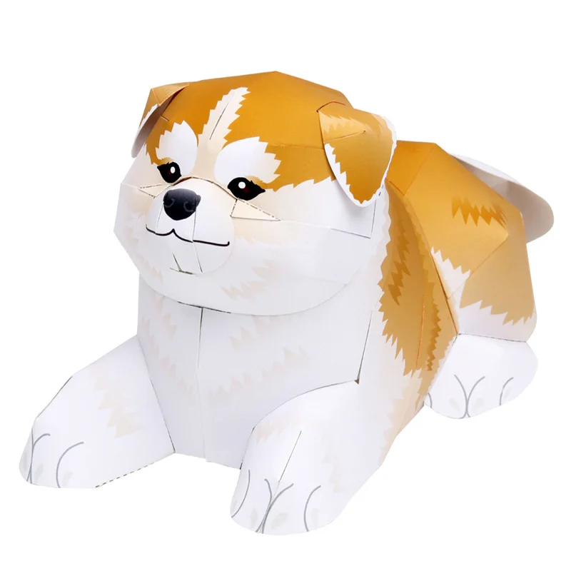 Art Craft With Cardboard - アキタ折りたたみ柴犬紙、手作り折り紙アート、ミニかわいい3D紙モデル、ペーパークラフト動物、DIY子供と大人のクラフトおもちゃ、QD-056
