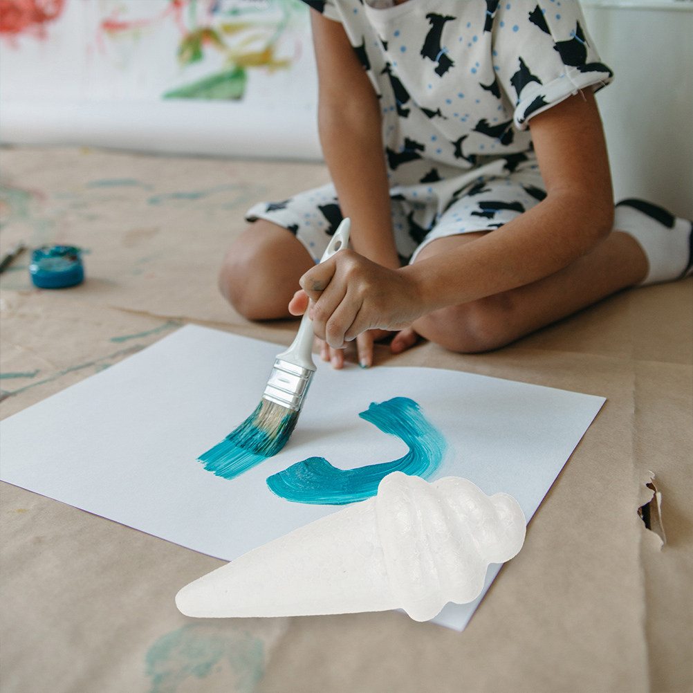 Art Craft For Kids - 8個入り未完成アイスクリームフォームモデル、柔らかく滑らかな表面、DIYペイント、接着、装飾に最適、子供のアートクラフト、フェスティバル、パーティーに。