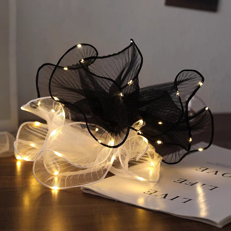 Art Craft Items - 1 個 LED フラワー包装紙ライトレースメッシュ波糸花屋花束包装装飾結婚式誕生日ギフト