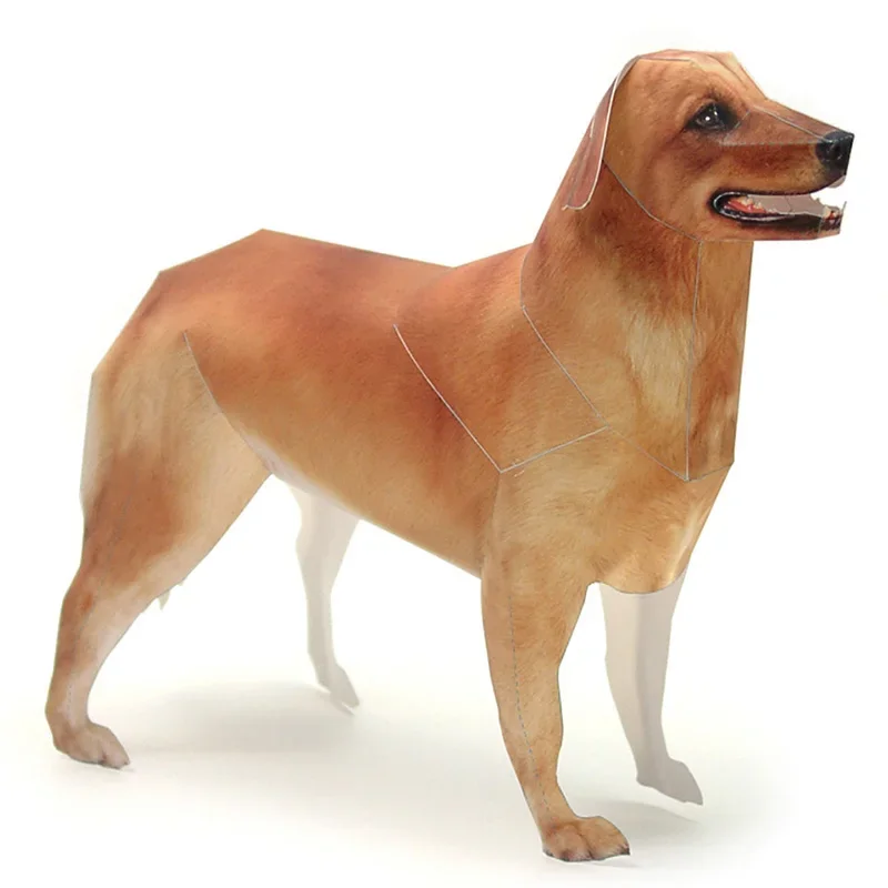 Art Craft With Cardboard - ゴールデンレトリバー犬紙モデルリアルな動物ミニ折り紙アートかわいい 3D ペーパークラフト DIY 子供大人手作りクラフトおもちゃ WE-029