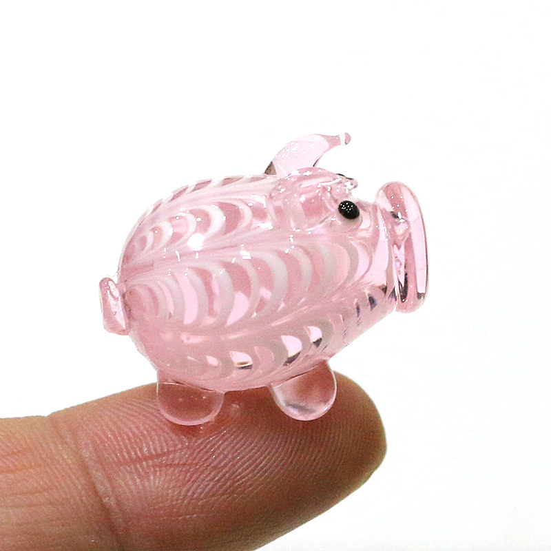 Craft And Art Difference - ムラノガラス製ミニ豚フィギュア、様々なスタイルのかわいい動物の小さな置物、クラフトオーナメント、家の妖精の庭、リビングルームの可愛い装飾品