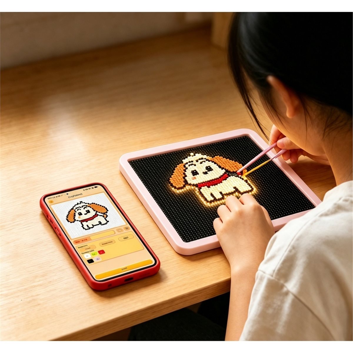 Art Craft App - 2026年新製品 電子LEDヒューズビーズペグボード アプリ制御 DIYメルティングビーズクラフトキット アートプロジェクトギフト