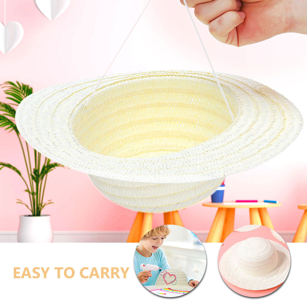 8個入りDIYキッズストローハット、白い無地の帽子、絵画工芸 - Art Craft For Kids のレビューと価格