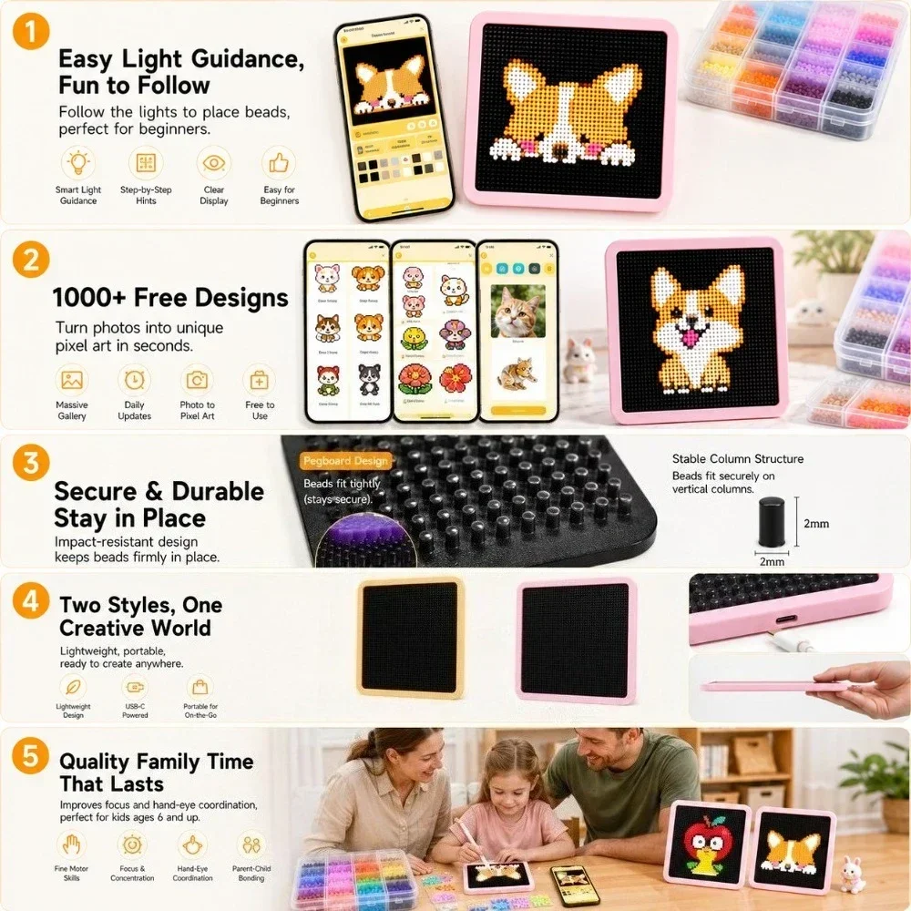 スマートLEDビーズアートボード（アプリパターン対応）、US - Art Craft App のレビューと価格
