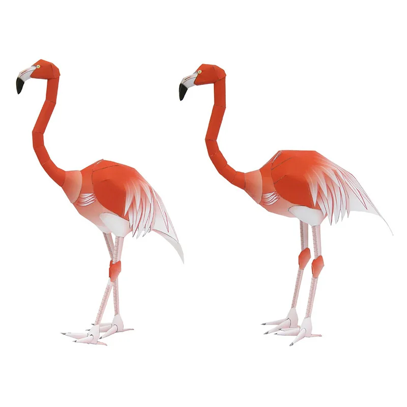 カリブ海フラミンゴのペーパークラフトペーパーモデル、3羽の鳥 - Art Craft With Cardboard のレビューと価格