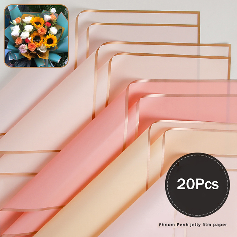 ゴールドエッジフラワーラッピングペーパー20枚パック – 誕 - Art Craft Items のレビューと価格