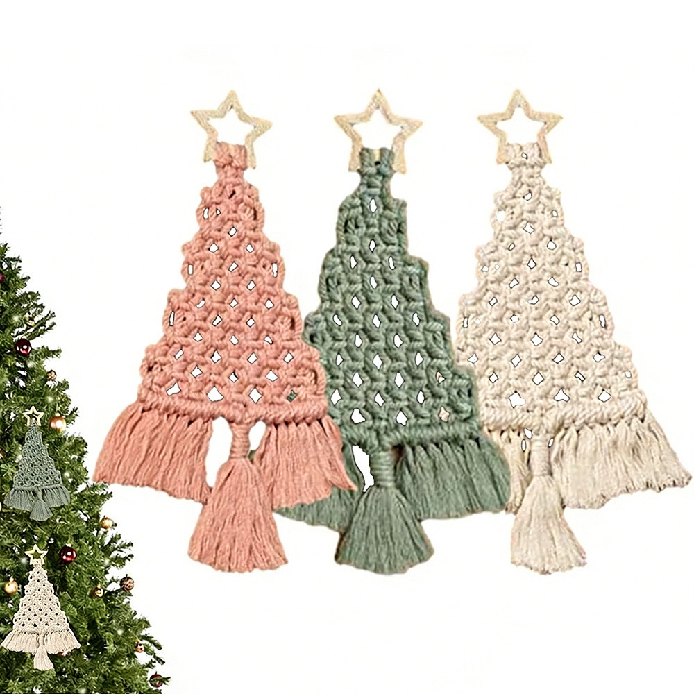 3個セット クリスマスツリー DIY マクラメキット 手作り - Macrame Cord Cotton のレビューと価格