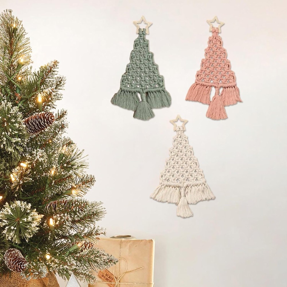 3個セット クリスマスツリー DIY マクラメキット 手作り - Macrame Cord Cotton のレビューと価格