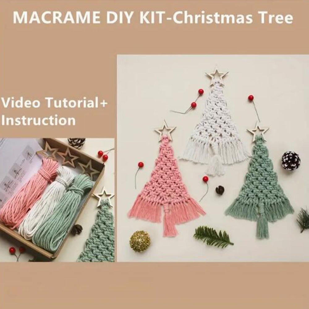 3個セット クリスマスツリー DIY マクラメキット 手作り - Macrame Cord Cotton のレビューと価格
