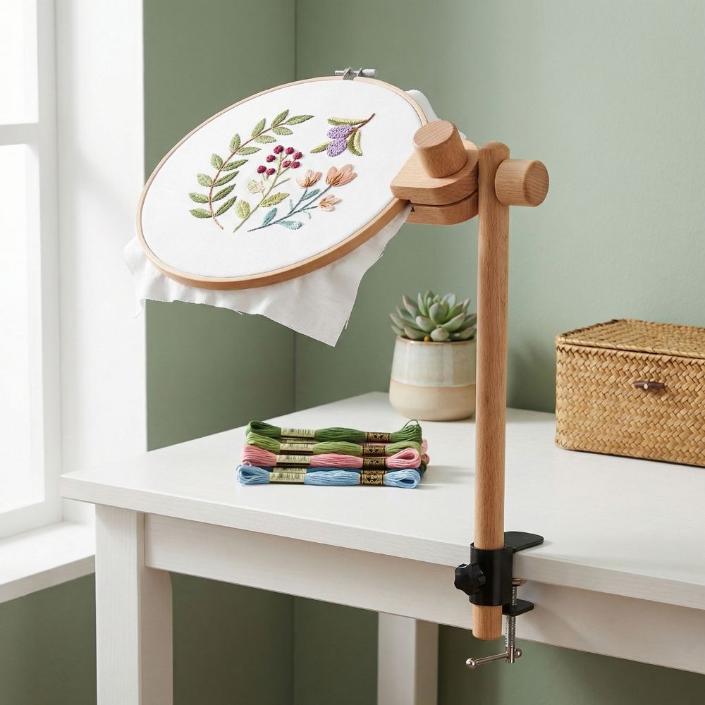 ブナ材刺繍フレームラップスタンド 360度回転調整可能なクラ - Embroidery Hoop Kit のレビューと価格