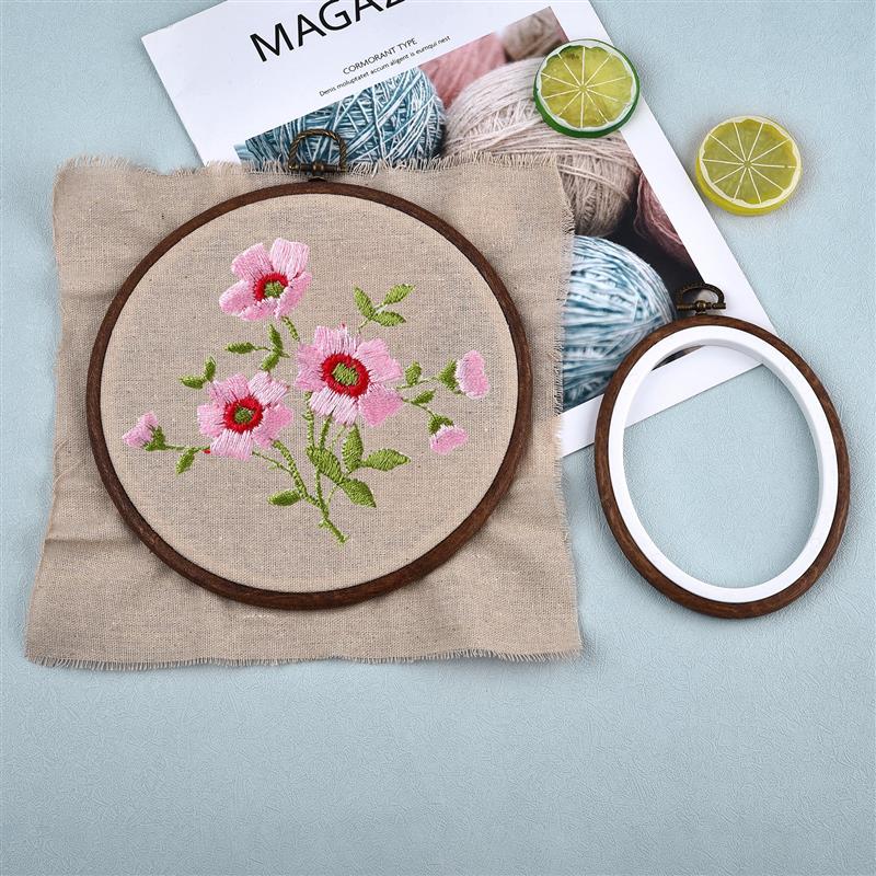 縫製道具 丸型楕円形木製刺繍枠セット カラフルプラスチック刺 - Embroidery Hoop Kit のレビューと価格