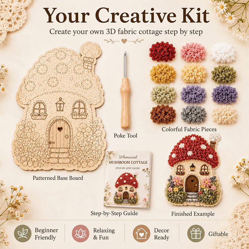 3Dマッシュルームハウス ポケアート DIYキット 布製パン - Art Craft Usa のレビューと価格