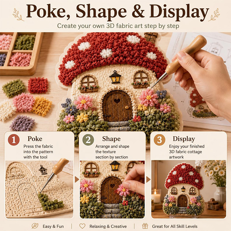 3Dマッシュルームハウス ポケアート DIYキット 布製パン - Art Craft Usa のレビューと価格