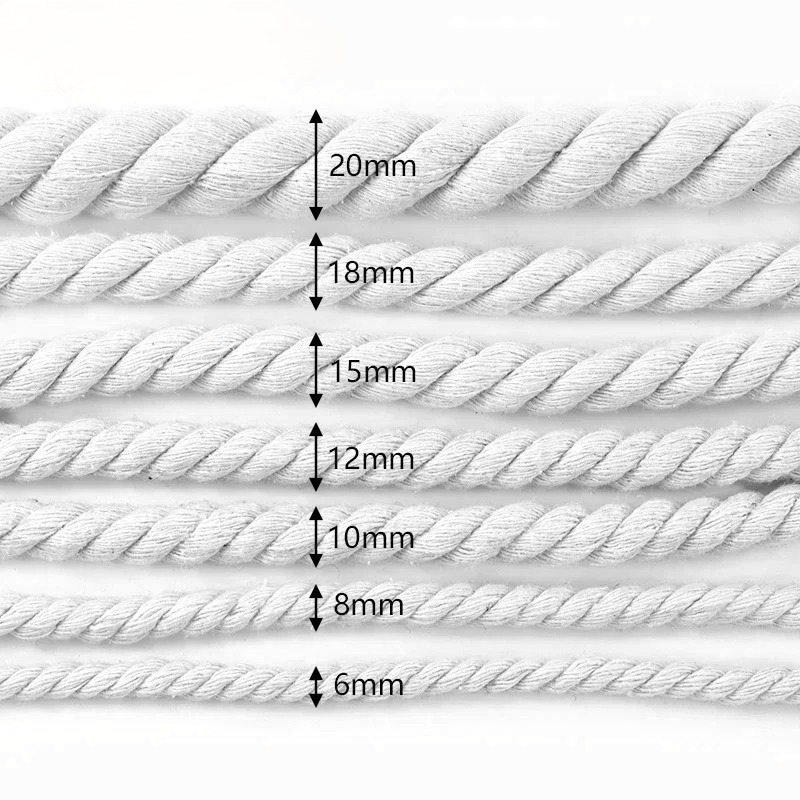 5-20mm 白/黒 コットンコード 5/8M 3本撚り縫い - Macrame Cord Cotton のレビューと価格