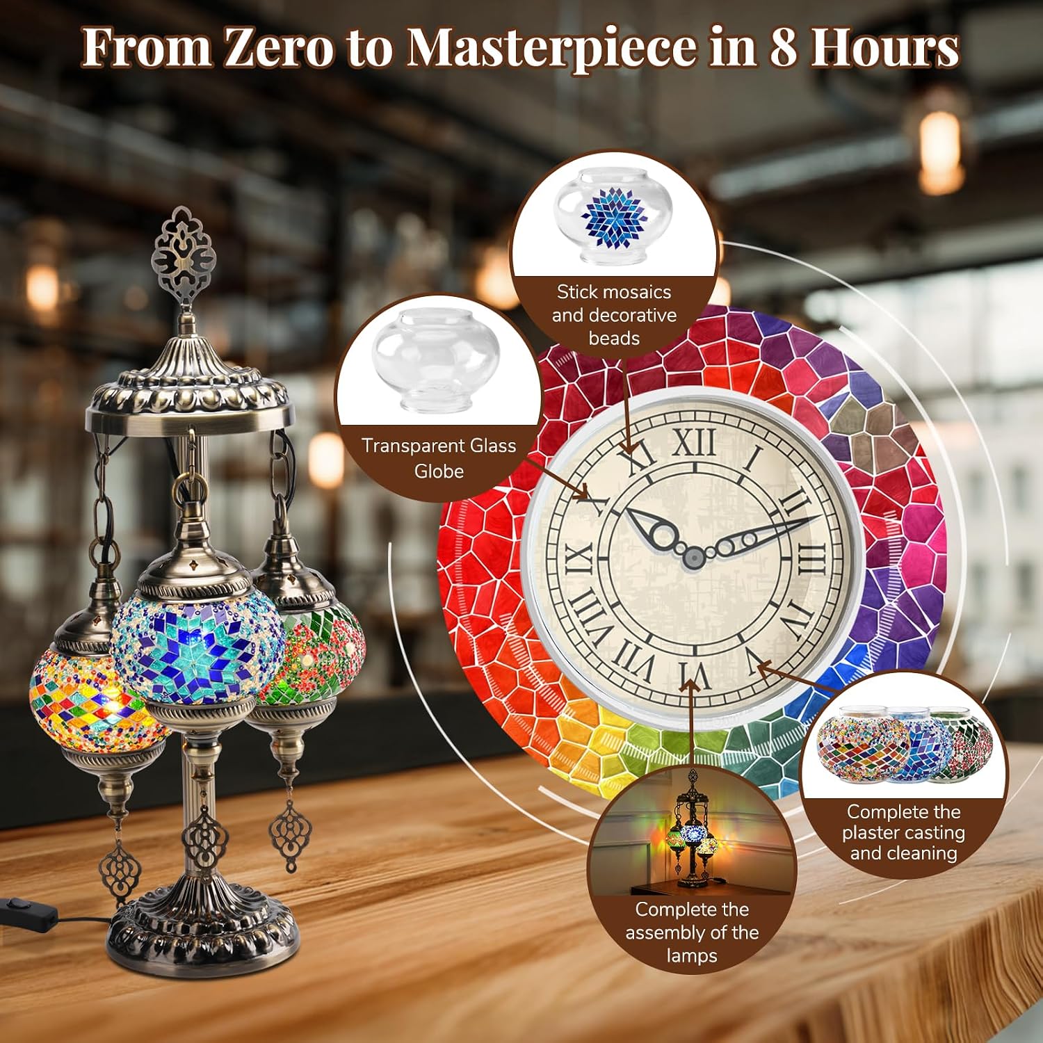 DIY 3グローブトルコモザイクランプキット、高さ23インチ - Art Craft Usa のレビューと価格