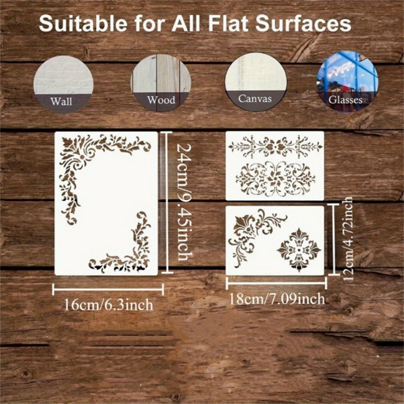 6 個の花柄コーナーステンシル絵画テンプレート用ヴィンテージ - Art Craft Furniture のレビューと価格