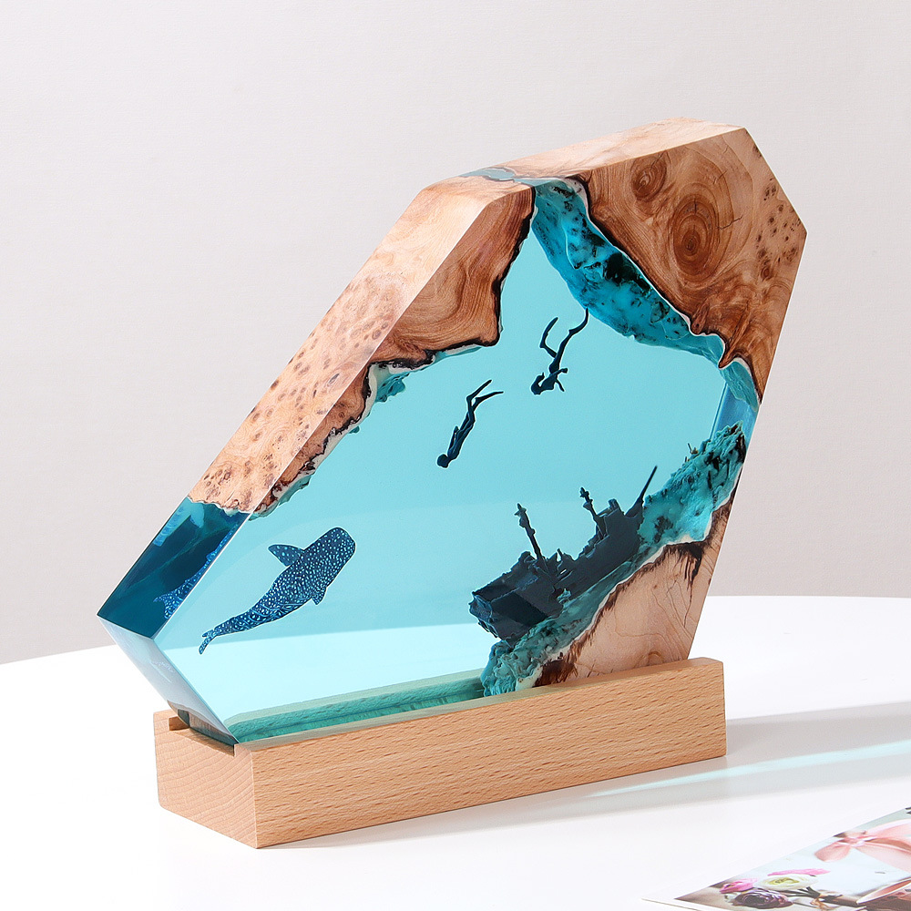 エポキシ樹脂製の発光卓上ランプ,常夜灯,アートクラフト,クリ - Art Craft Furniture のレビューと価格