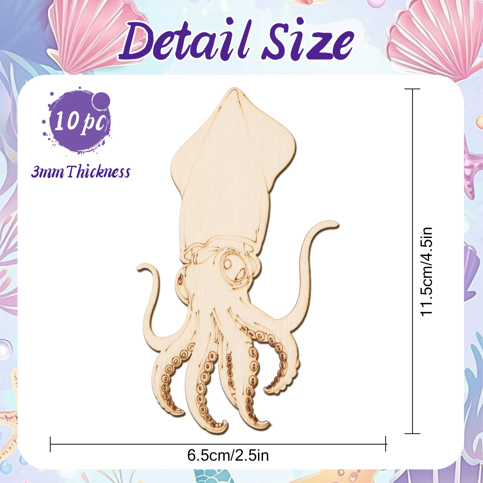 10個/セット 未完成の木製クラフト タコの動物オーナメント - Art Craft Usa のレビューと価格