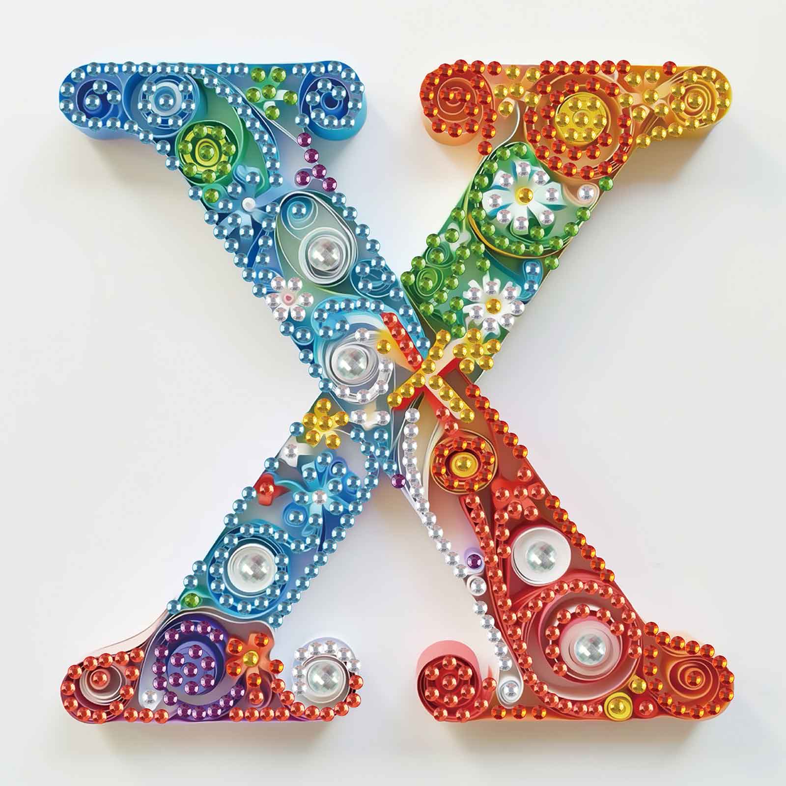 特殊形状ダイヤモンドアートペインティングキット、文字X DI - Art And Craft Letter X のレビューと価格