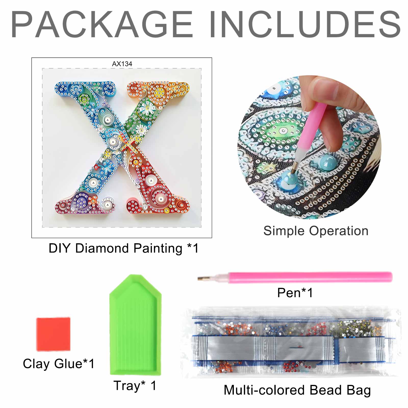 特殊形状ダイヤモンドアートペインティングキット、文字X DI - Art And Craft Letter X のレビューと価格