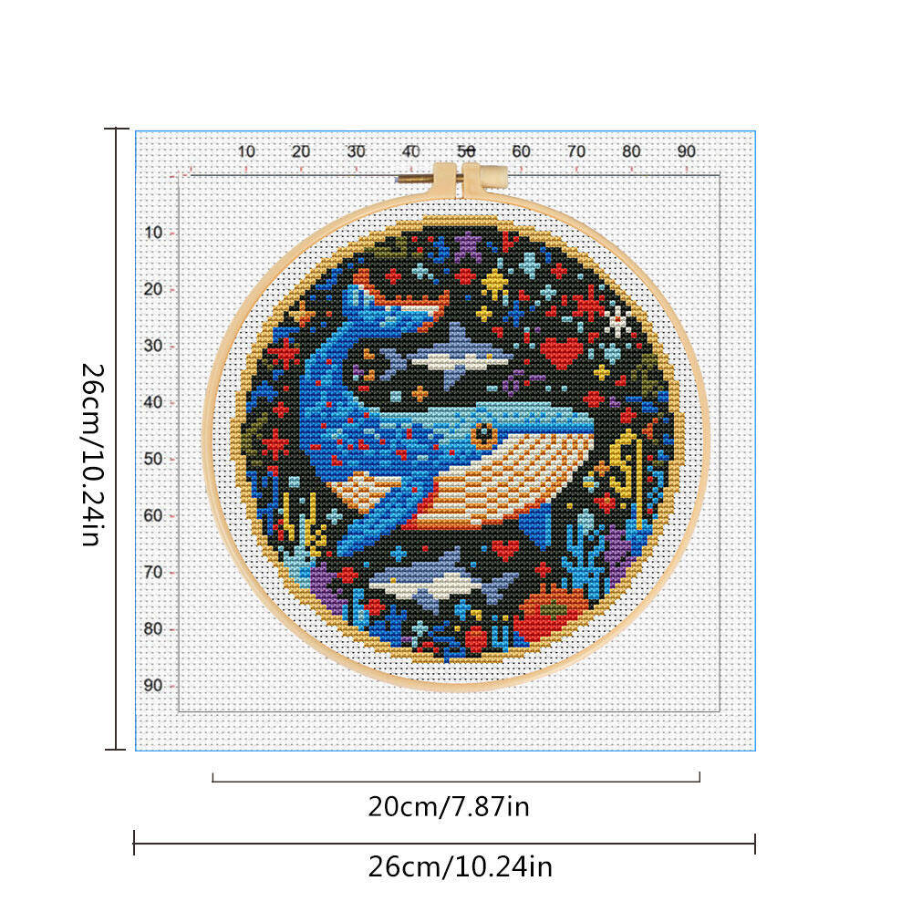 DIY クロスステッチクジラ刺繍動物フープエントリーレベル針 - Embroidery Hoop Kit のレビューと価格