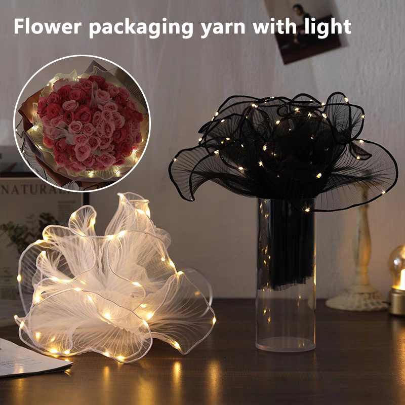1 個 LED フラワー包装紙ライトレースメッシュ波糸花屋花 - Art Craft Items のレビューと価格