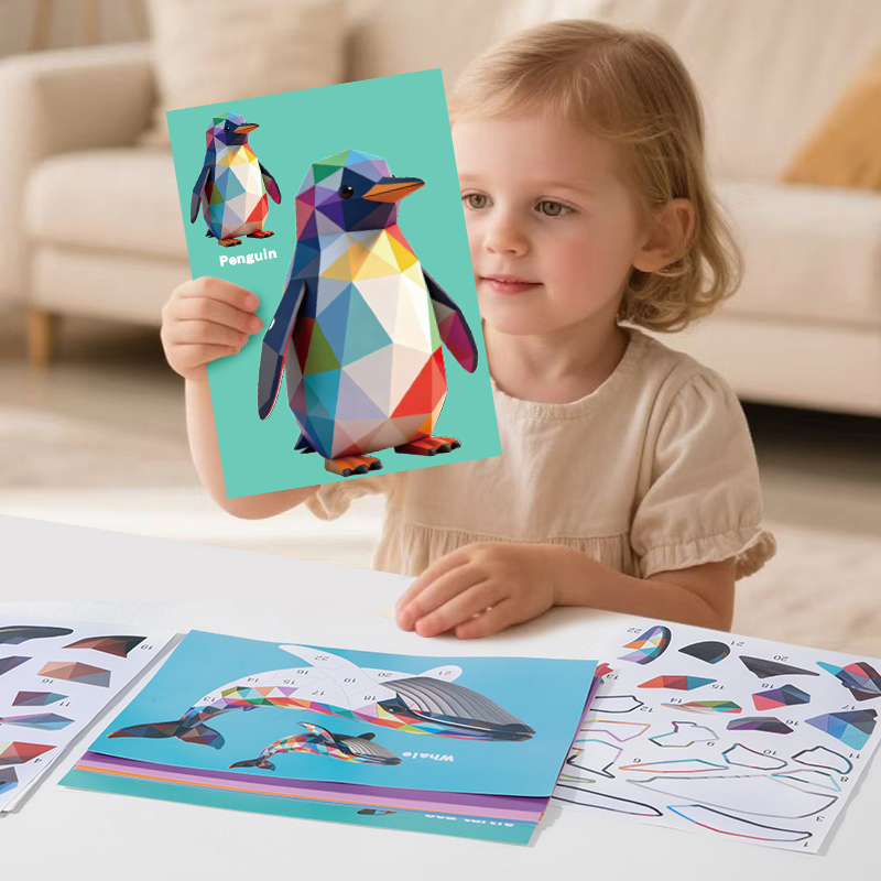 就学前のお子様向け教育用幾何学動物ステッカーパズル、8 in - Art Craft Preschool のレビューと価格