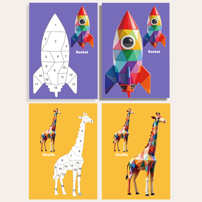 就学前のお子様向け教育用幾何学動物ステッカーパズル、8 in - Art Craft Preschool のレビューと価格