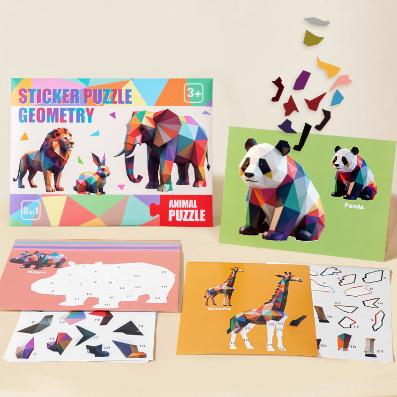 就学前のお子様向け教育用幾何学動物ステッカーパズル、8 in - Art Craft Preschool のレビューと価格