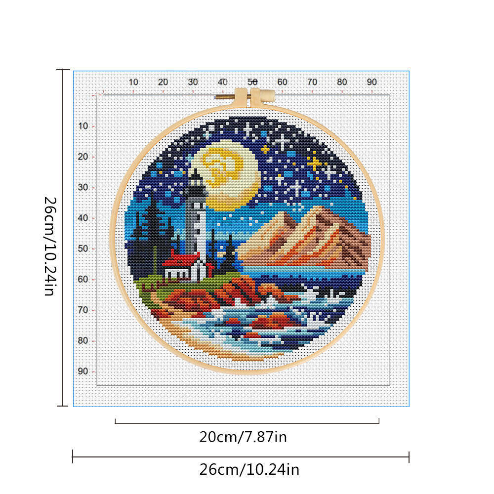 クロスステッチ灯台海月 DIY 刺繍風景風景山素材パッケージ - Embroidery Hoop Kit のレビューと価格