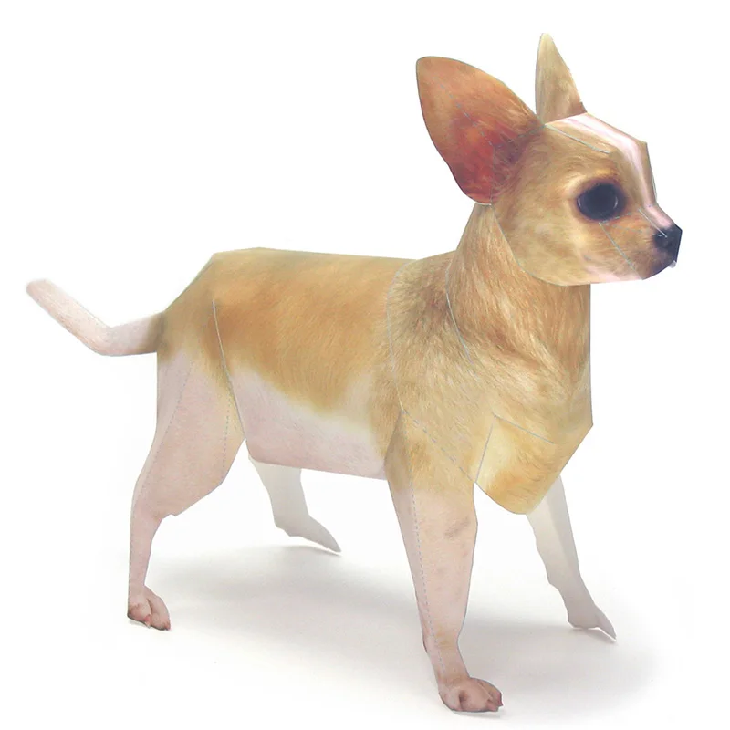 チワワ犬折り紙アートペットペーパーモデル、リアルな動物、ミニ - Art Craft With Cardboard のレビューと価格