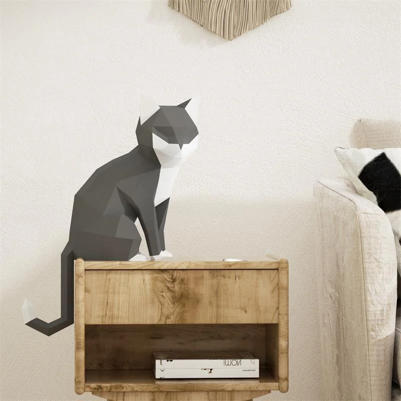 1 ペア愛好家猫動物装飾ホーム折り紙ピンクローポリ紙モデル、 - Art Craft With Cardboard のレビューと価格