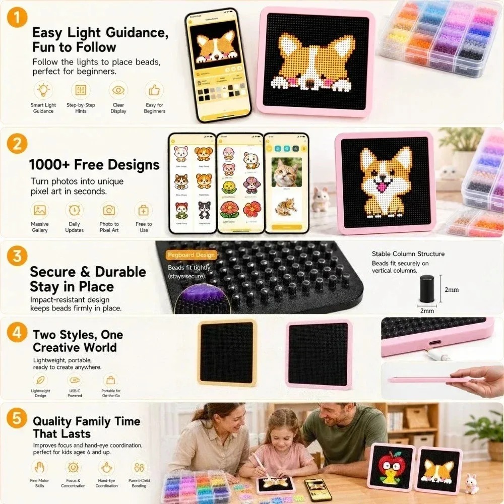 アプリ制御LEDピクセルライトパネル フューズビーズ ペグボ - Art Craft App のレビューと価格