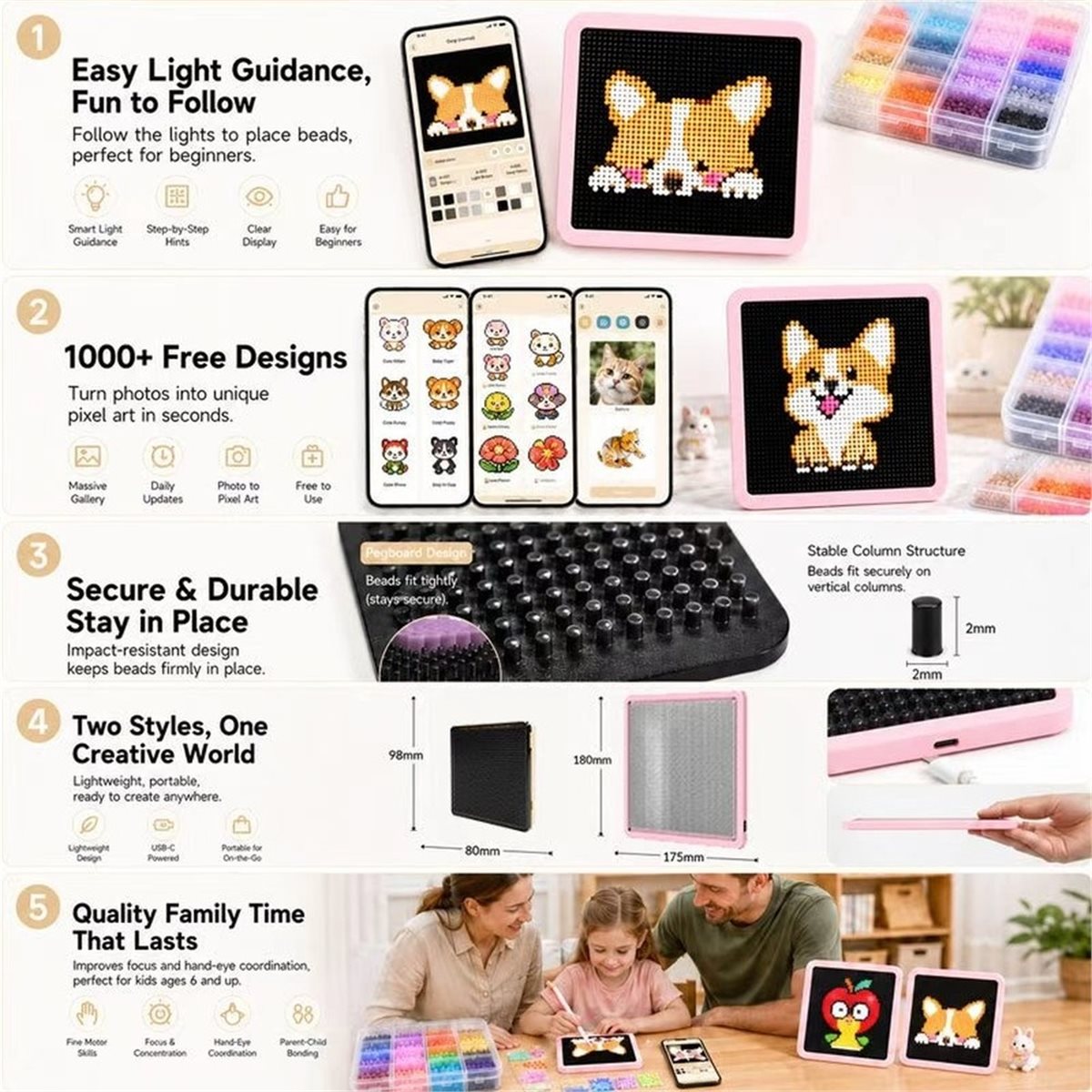 2026年新製品 電子LEDヒューズビーズペグボード アプリ - Art Craft App のレビューと価格